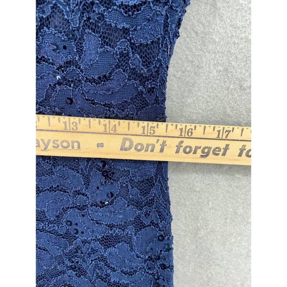 ALEX EVENINGS Dress‎ Women Sz 8 Blue Sequin Cocktail Sleeveless Stretch Lace - Picture 5 of 16